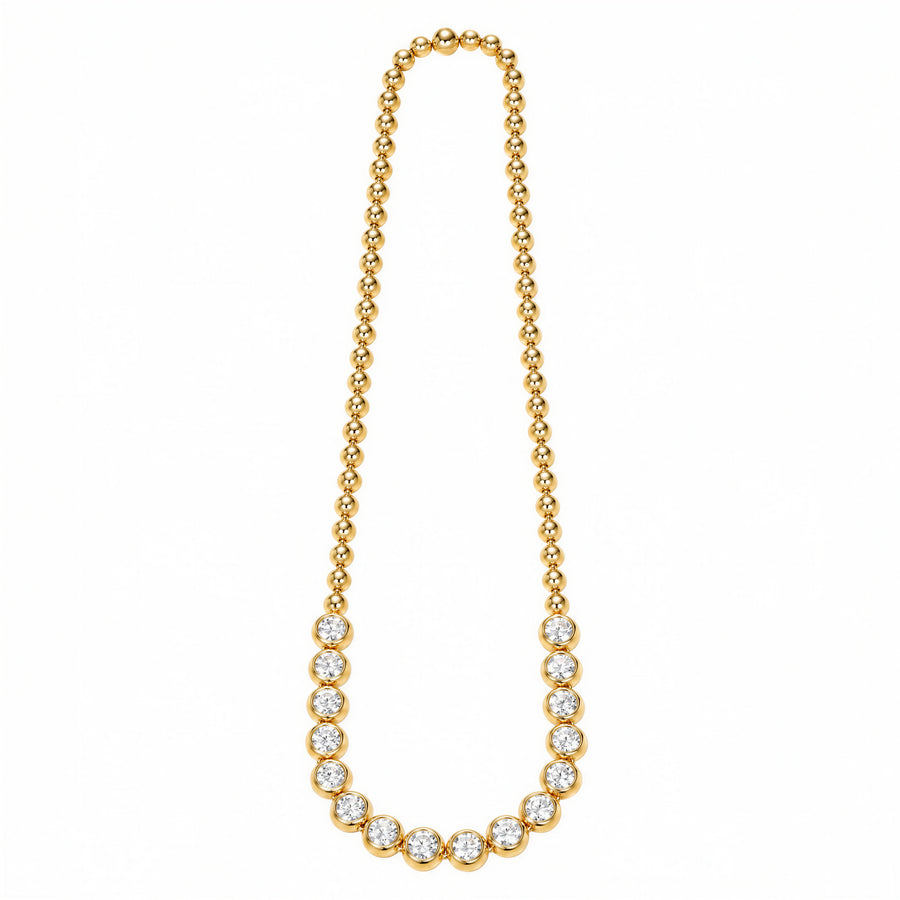 Orbit Bezel-Set Lab-Grown Diamond Tennis Necklace
