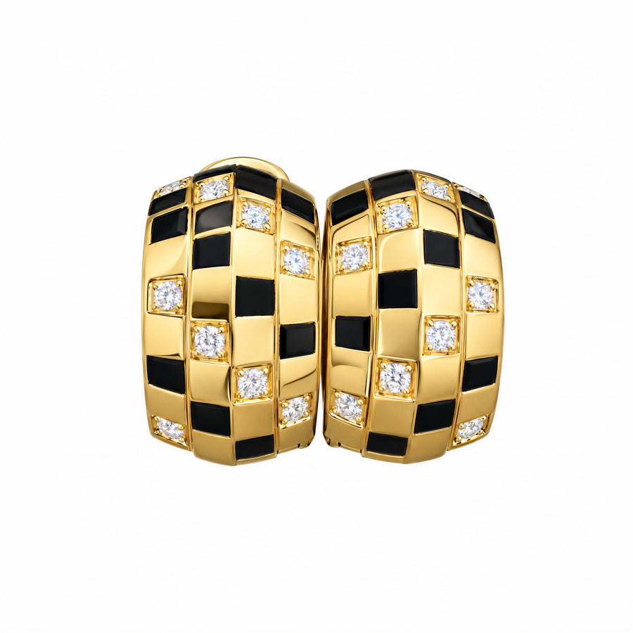 Counterpoint Lab-Grown Diamond & Black Inlay Huggie Earrings