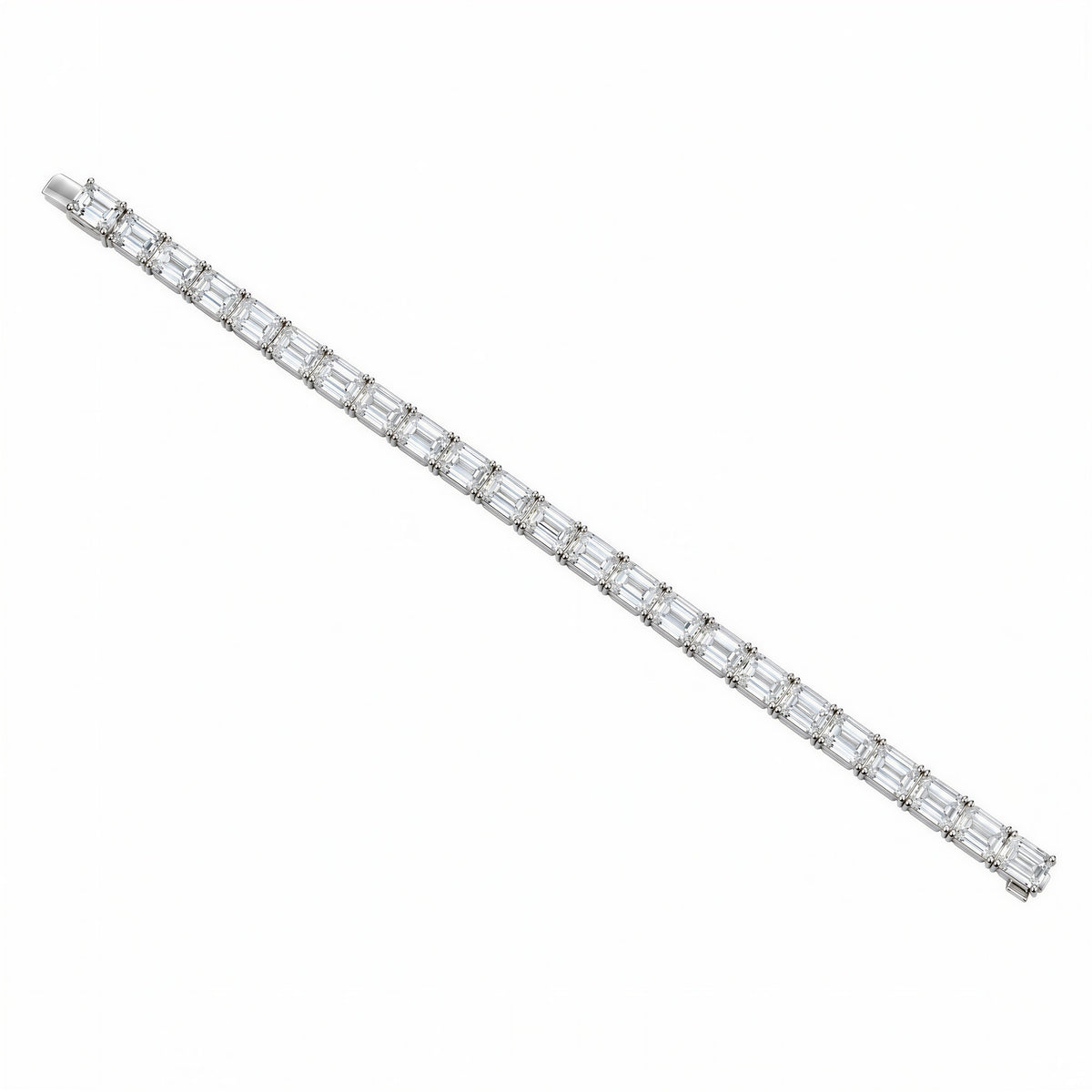 Facet Emerald-Cut Lab-Grown Diamond Tennis Bracelet
