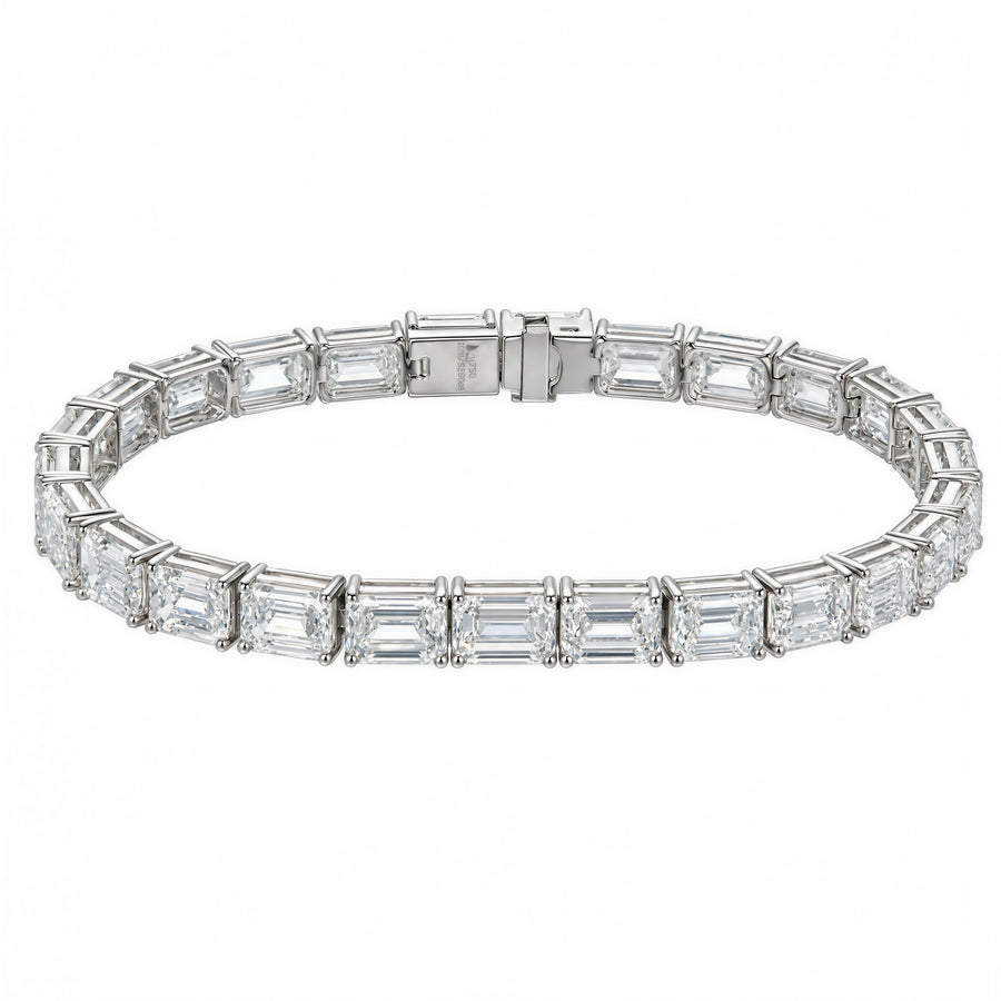 Facet Emerald-Cut Lab-Grown Diamond Tennis Bracelet