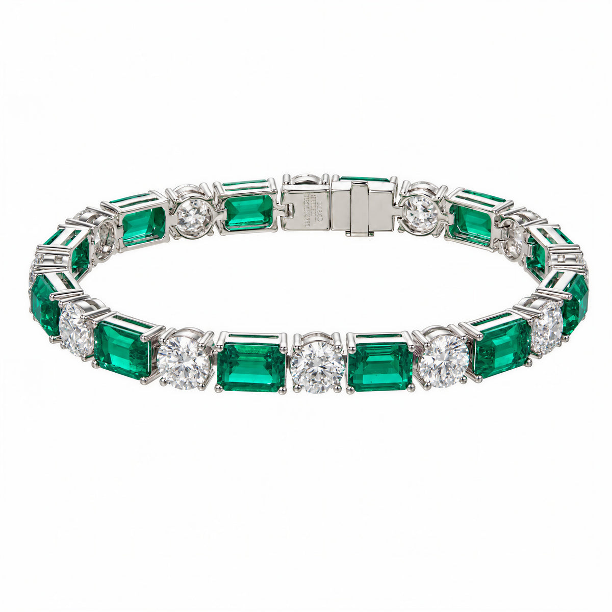 Chroma Lab-Grown Diamond and Emerald Tennis Bracelet