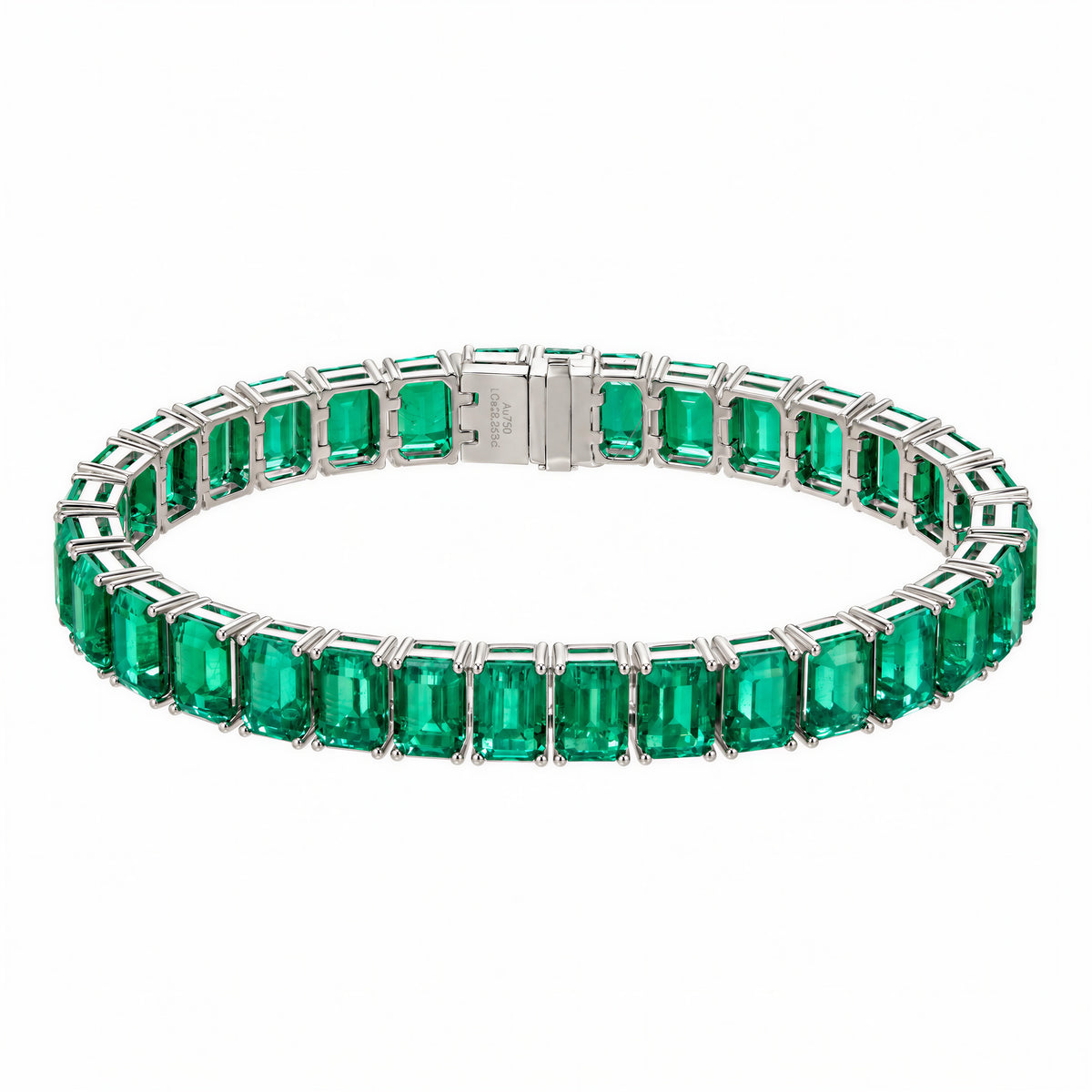 Viridian Emerald-Cut Lab-Grown Emerald Tennis Bracelet