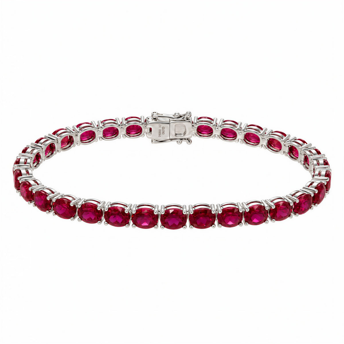 Pulse Oval Lab-Grown Ruby Tennis Bracelet
