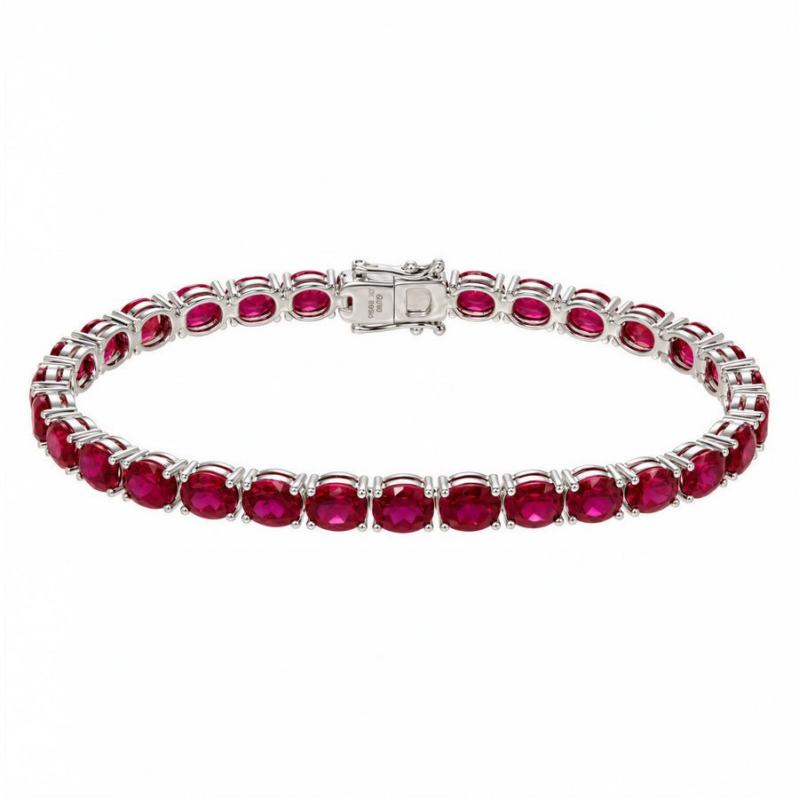 Pulse Oval Lab-Grown Ruby Tennis Bracelet