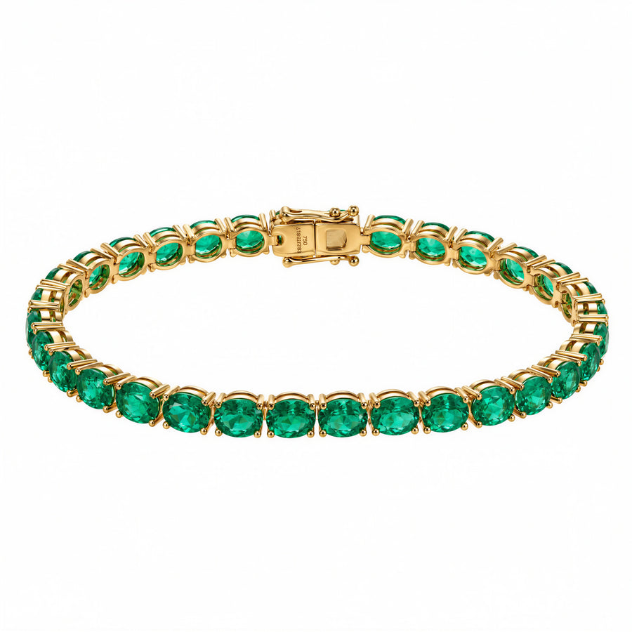Verdure Oval Lab-Grown Emerald Tennis Bracelet