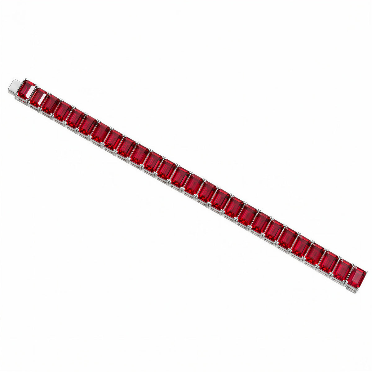 Rouge Emerald-Cut Lab-Grown Ruby Tennis Bracelet