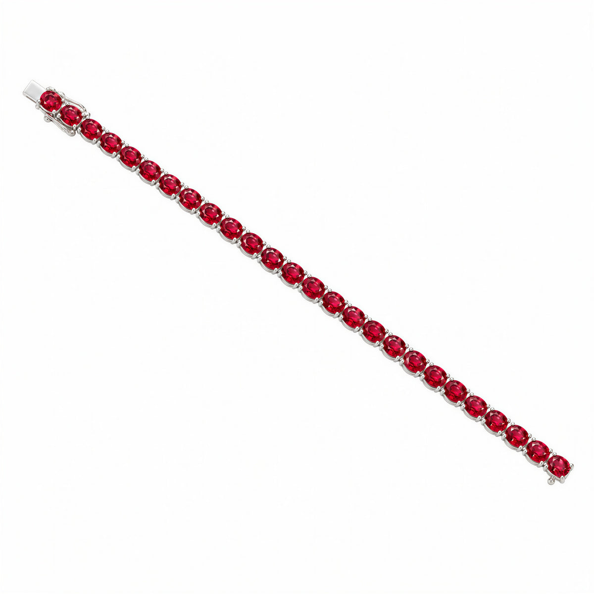 Pulse Oval Lab-Grown Ruby Tennis Bracelet