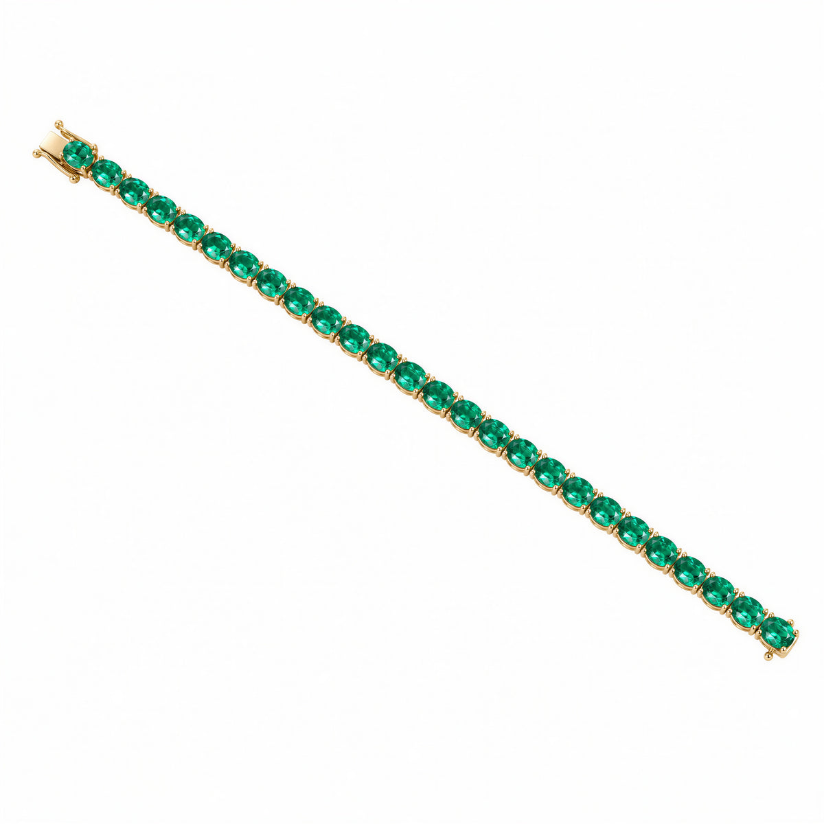 Verdure Oval Lab-Grown Emerald Tennis Bracelet