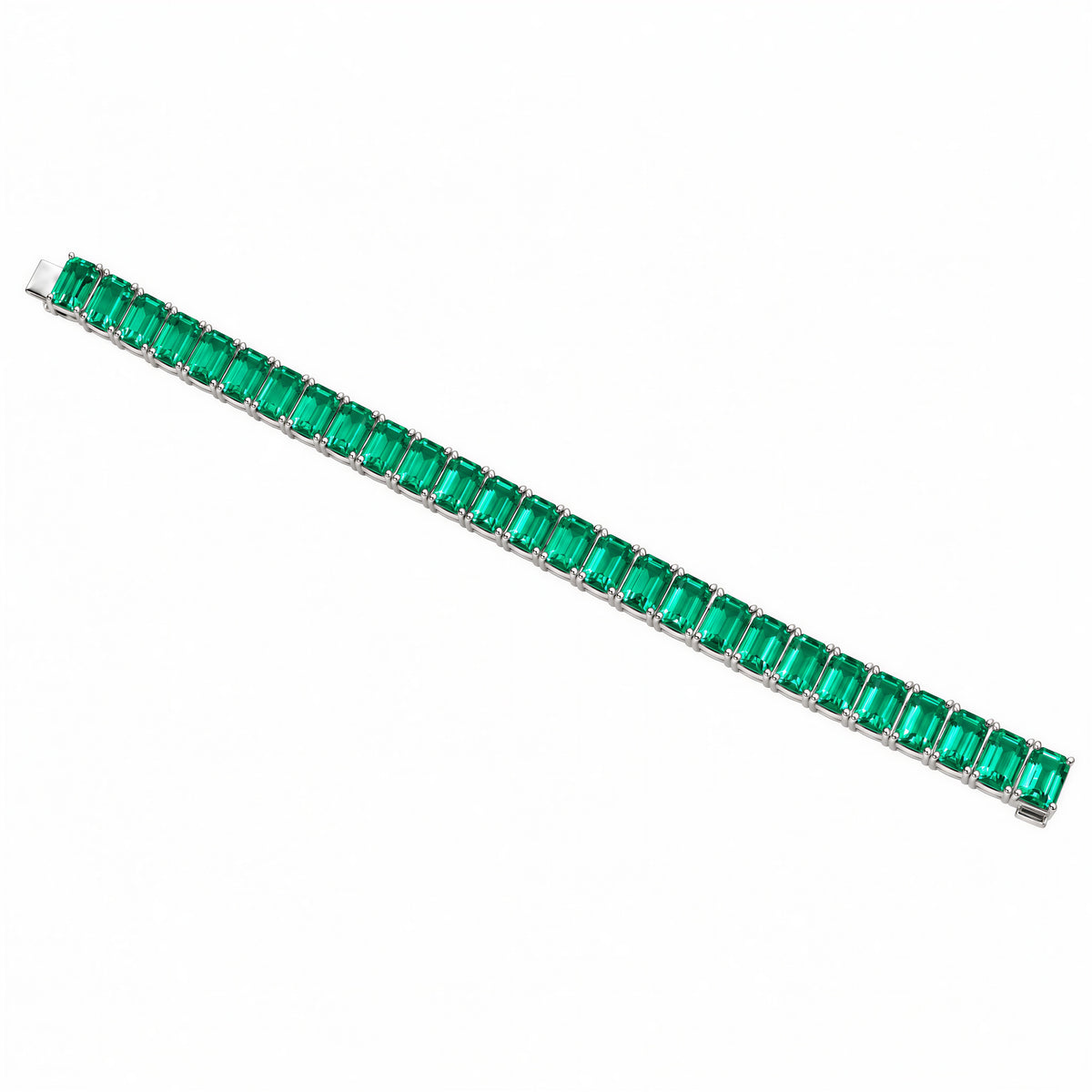 Viridian Emerald-Cut Lab-Grown Emerald Tennis Bracelet