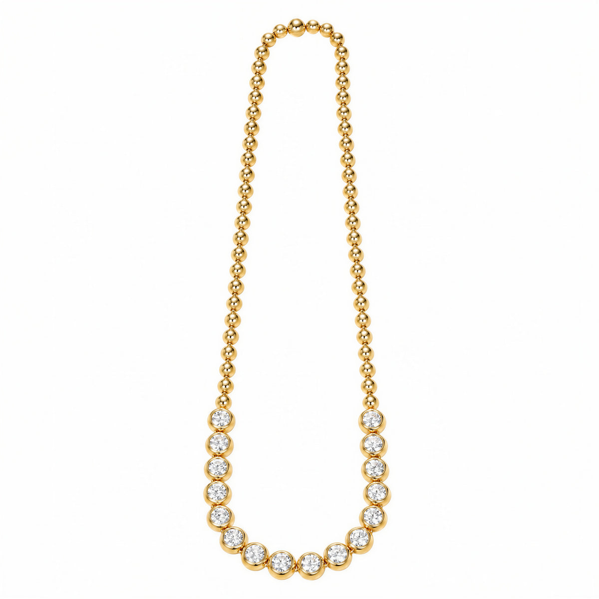 Orbit Bezel-Set Lab-Grown Diamond Tennis Necklace