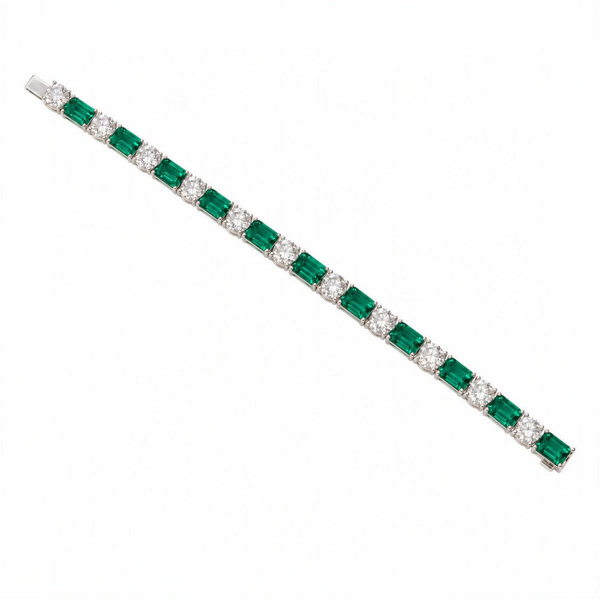 Chroma Lab-Grown Diamond and Emerald Tennis Bracelet