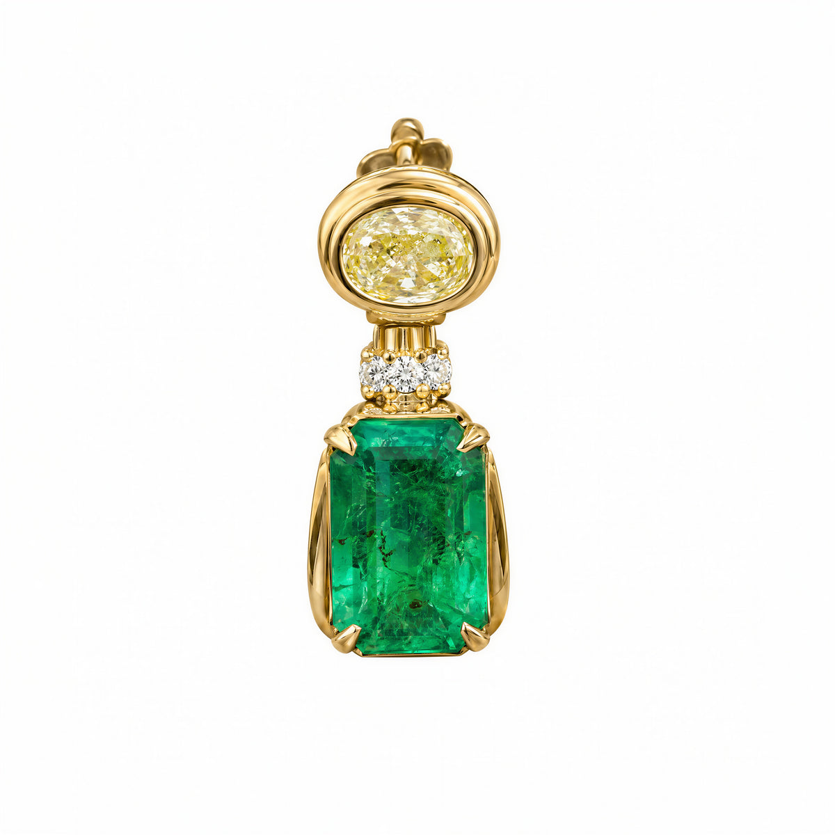 The Aurelia Green & Yellow Lab-Grown Diamond Drop Earrings