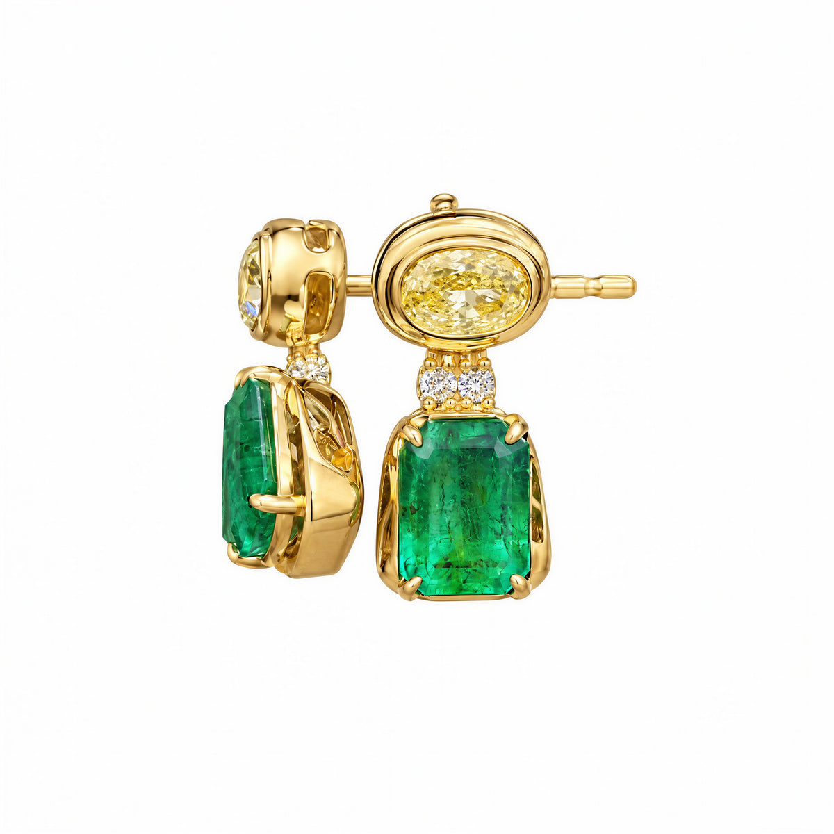 The Aurelia Green & Yellow Lab-Grown Diamond Drop Earrings
