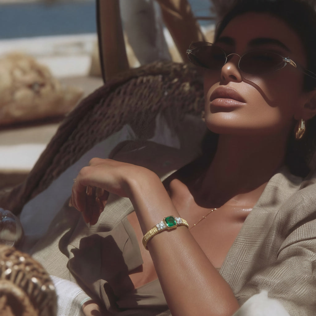 Linea Asscher-Cut Green Diamond Bracelet