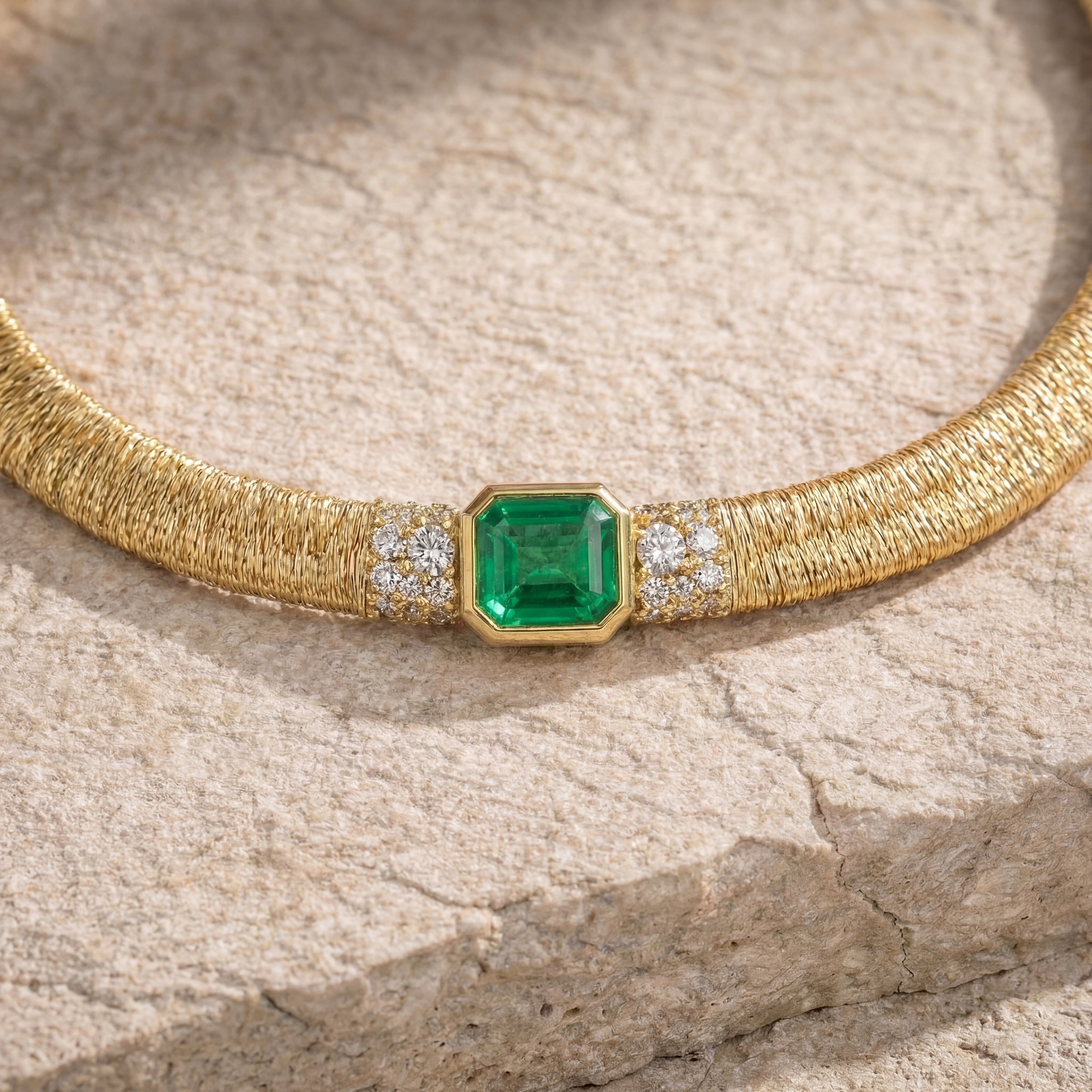 Linea Asscher-Cut Green Diamond Necklace