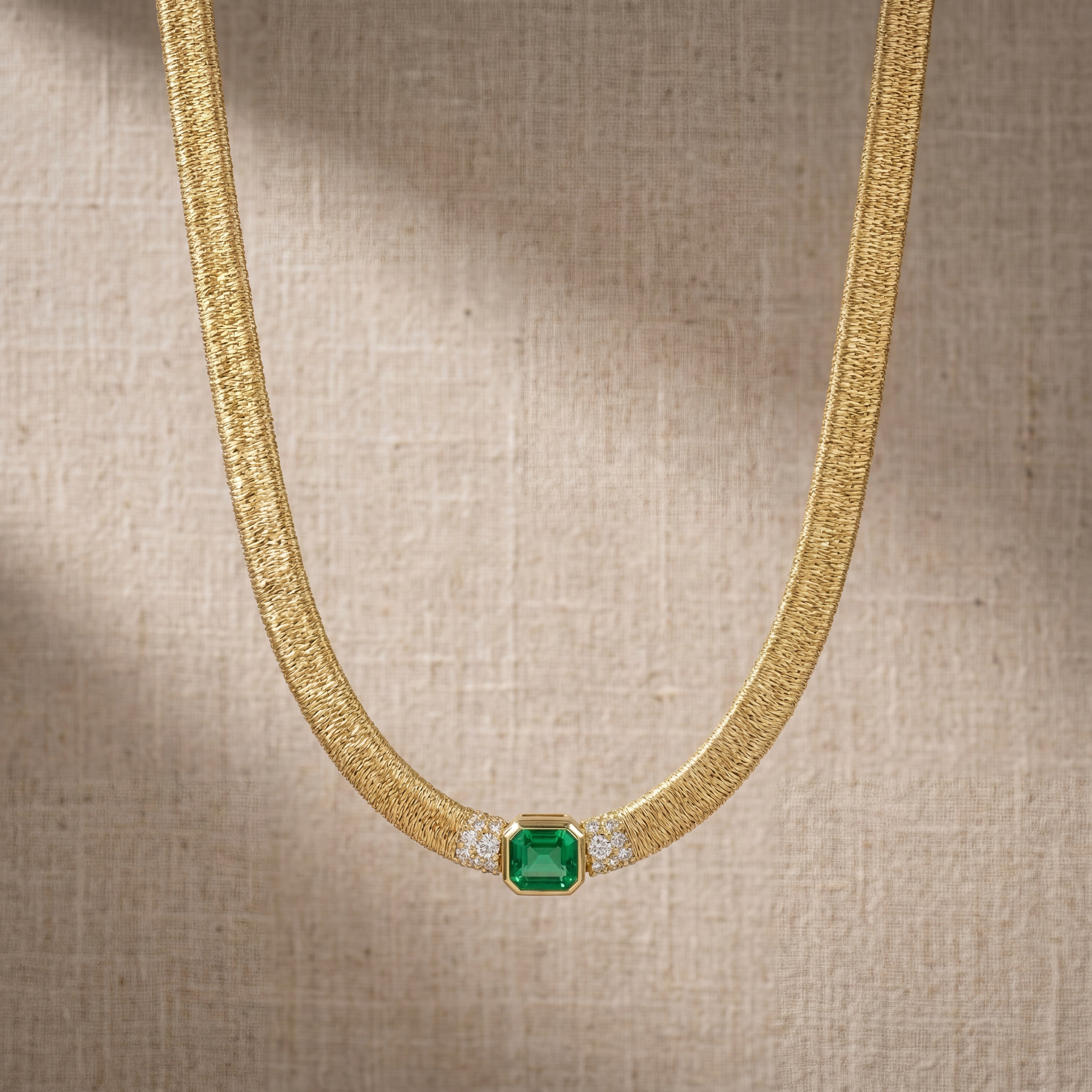 Linea Asscher-Cut Green Diamond Necklace