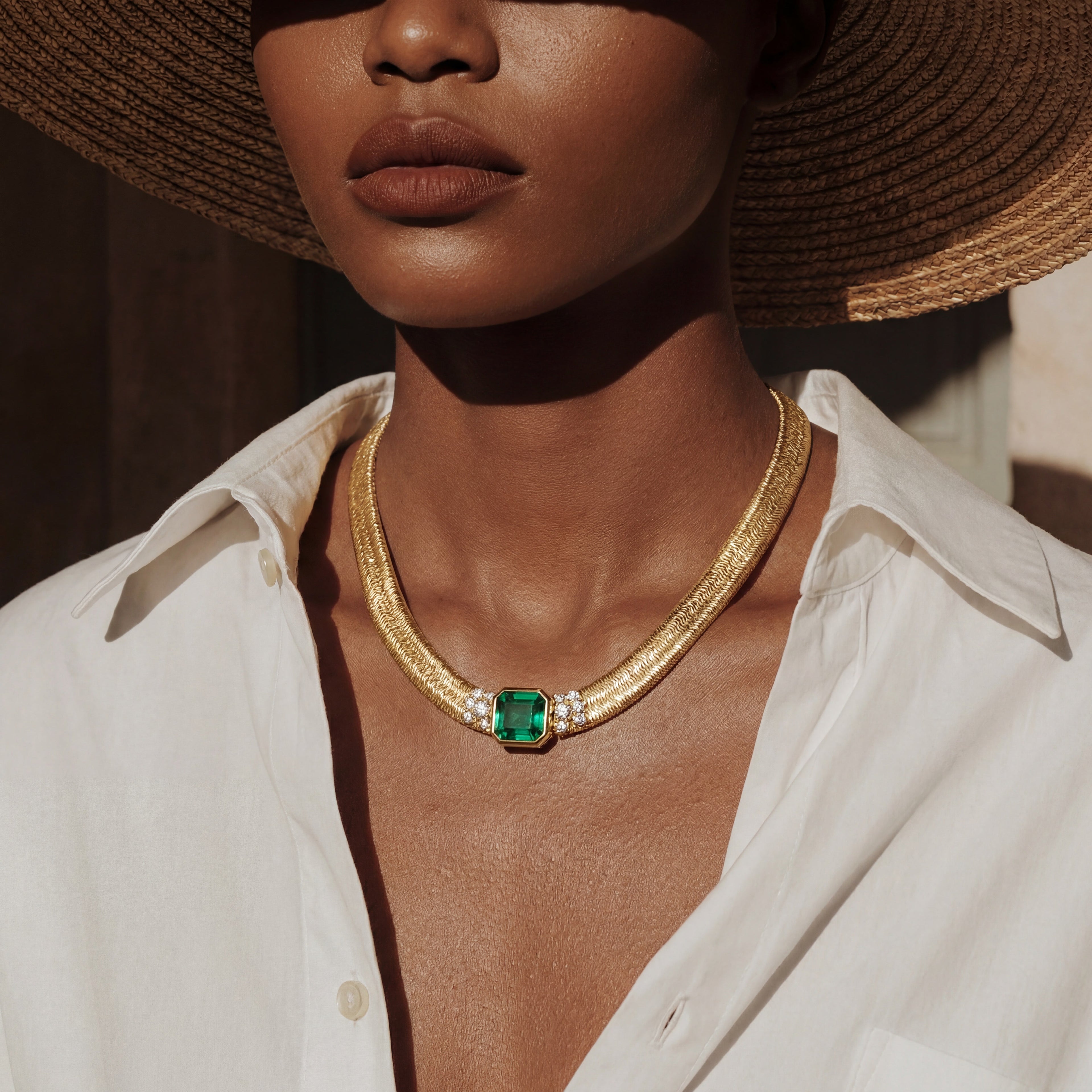 Linea Asscher-Cut Green Diamond Necklace