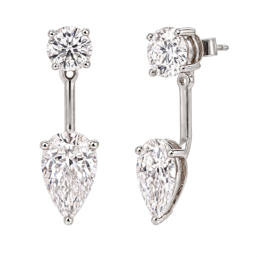 Axis Convertible Round & Pear Lab-Grown Diamond Drop Earrings